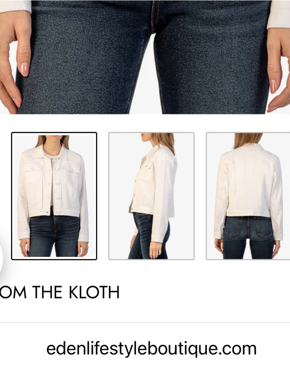 Kut from the Kloth Ada Crop Jacket White Stretch Denim Jacket Size L - Picture 7 of 7
